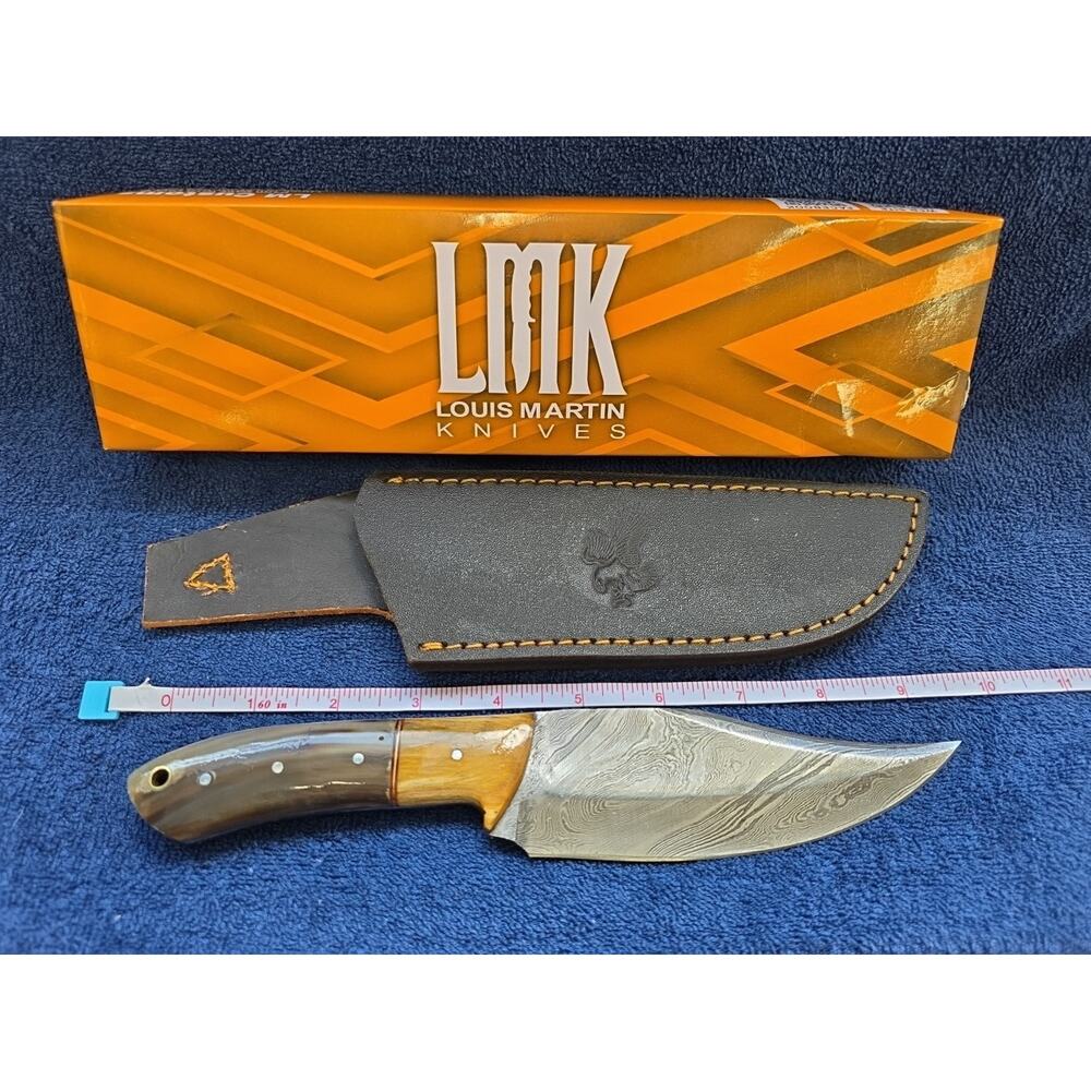 Hunting Bowie Knife 9.5 Inch Custom Forged Damascus Blade LMK Knives #7625